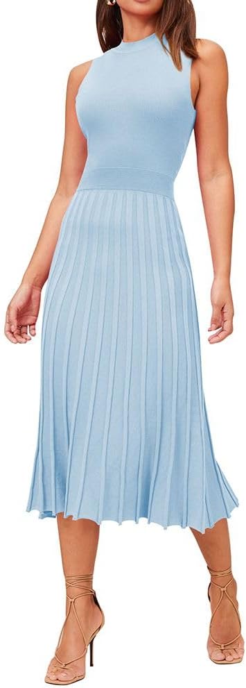 Elegant Pink Queen Women's Crew Neck Sleeveless Midi Dress