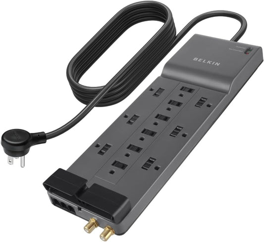 Belkin 12-Outlet Surge Protector - 8ft Cord, UL-Listed, 3,940 Joules