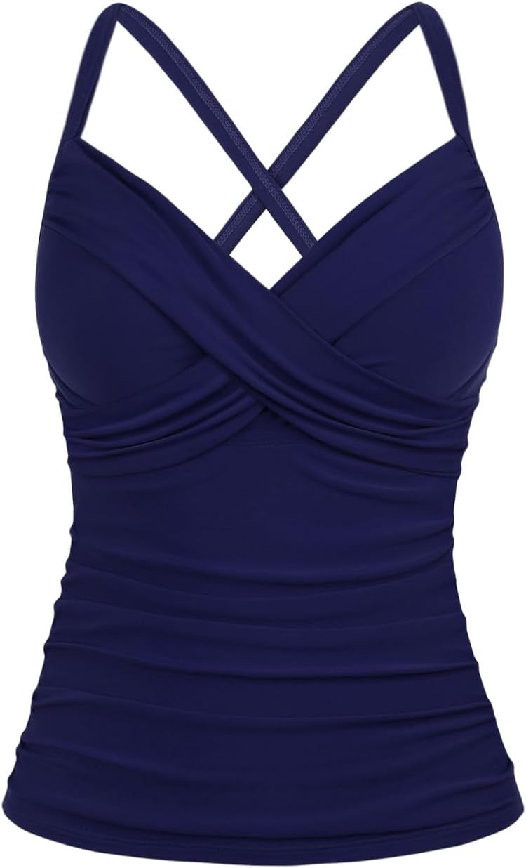 Hilor Women's Underwire Tankini Top for Big Busted Women