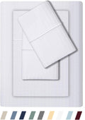 500 TC King Size Damask Cotton Sheet Set Stripe White - Luxury Sateen