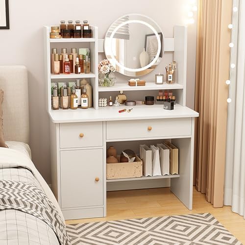 LED Vanity Desk for Glam in White - MONGMON