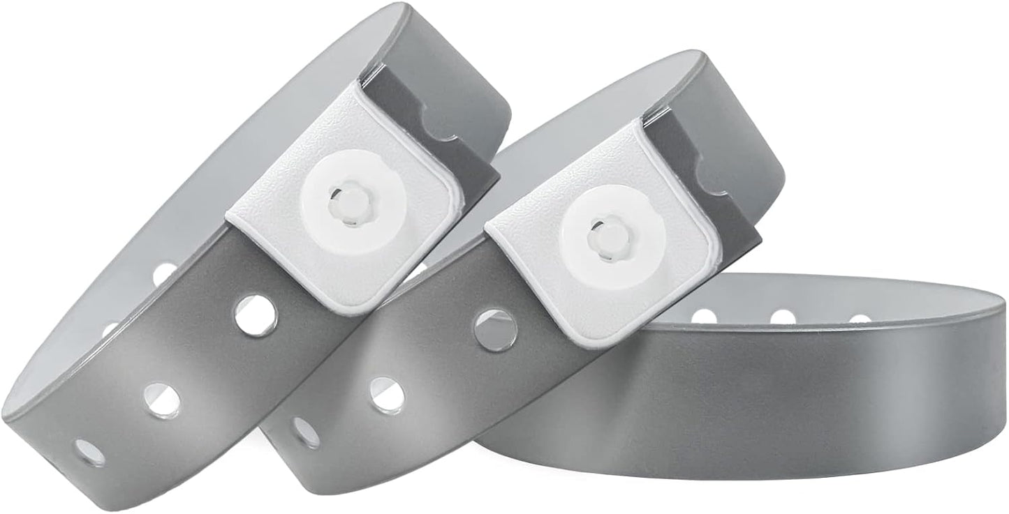 Silver Plastic Wristbands for Events - 500 Pack Waterproof Bands
