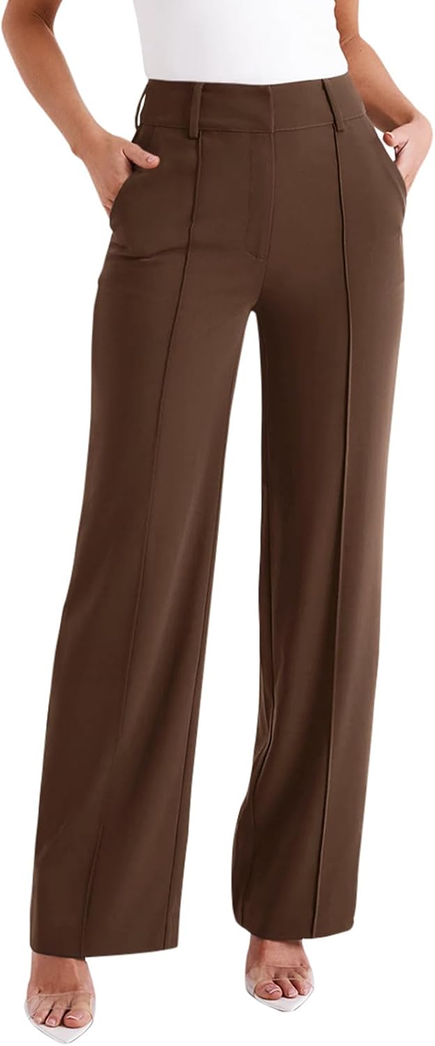 NIMIN High Waisted Work Pants for Women - Stylish Wide Leg Trousers