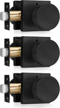 Matte Black Privacy Door Knobs 3 Pack - Heavy Duty Square Set