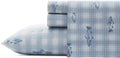 Queen Cotton Percale Sheets - Crisp Methow Plaid Blue