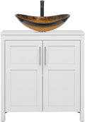30in Bathroom Vanity with Sink and Elegant Black Glass Bowl