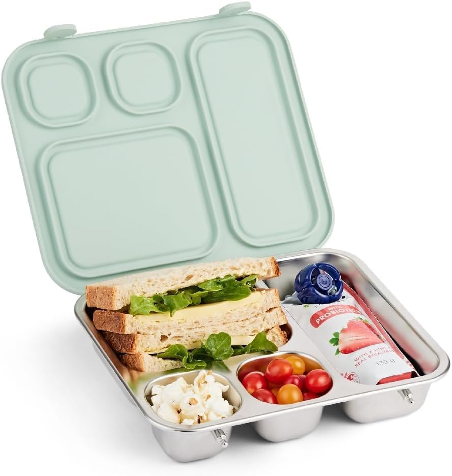 Kids Stainless Steel Bento Box with Silicone Lid for Lunch