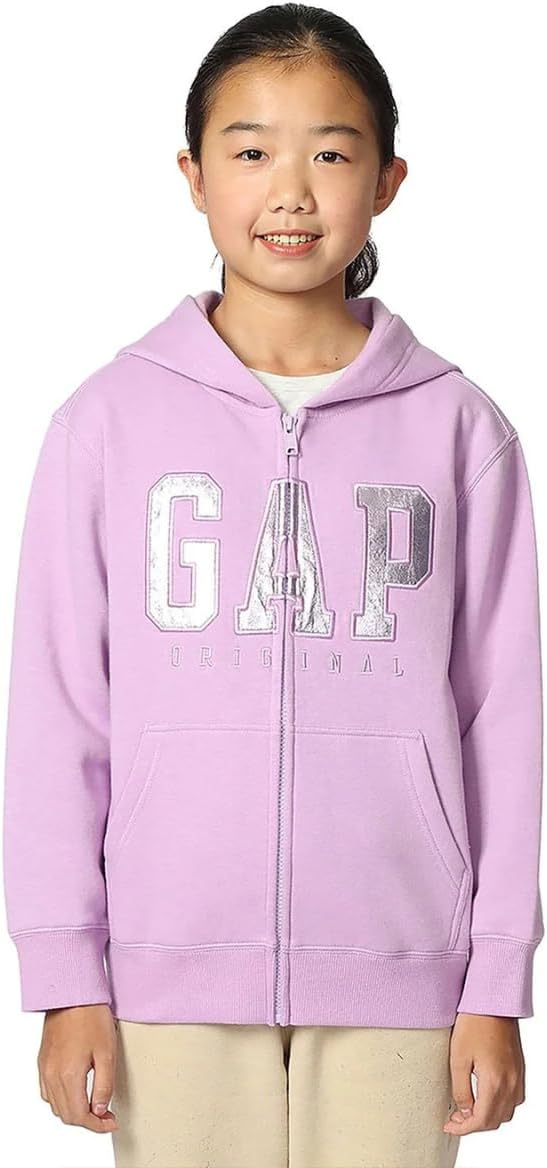 GAP Girls' Logo Hoodie Full Zip Sweatshirt for Cozy Comfort