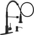 GIMILI Matte Black Kitchen Faucet with Soap Dispenser and Sprayer