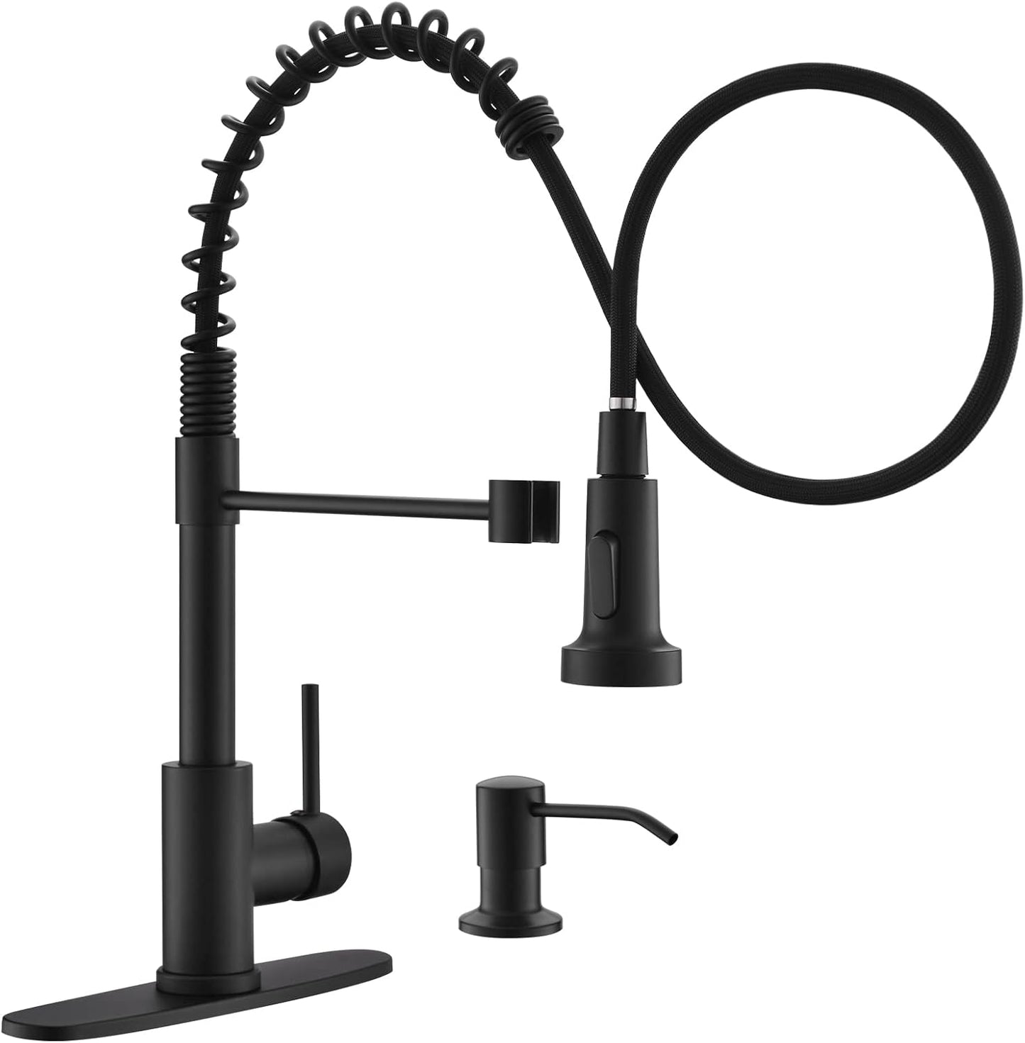 GIMILI Matte Black Kitchen Faucet with Soap Dispenser and Sprayer