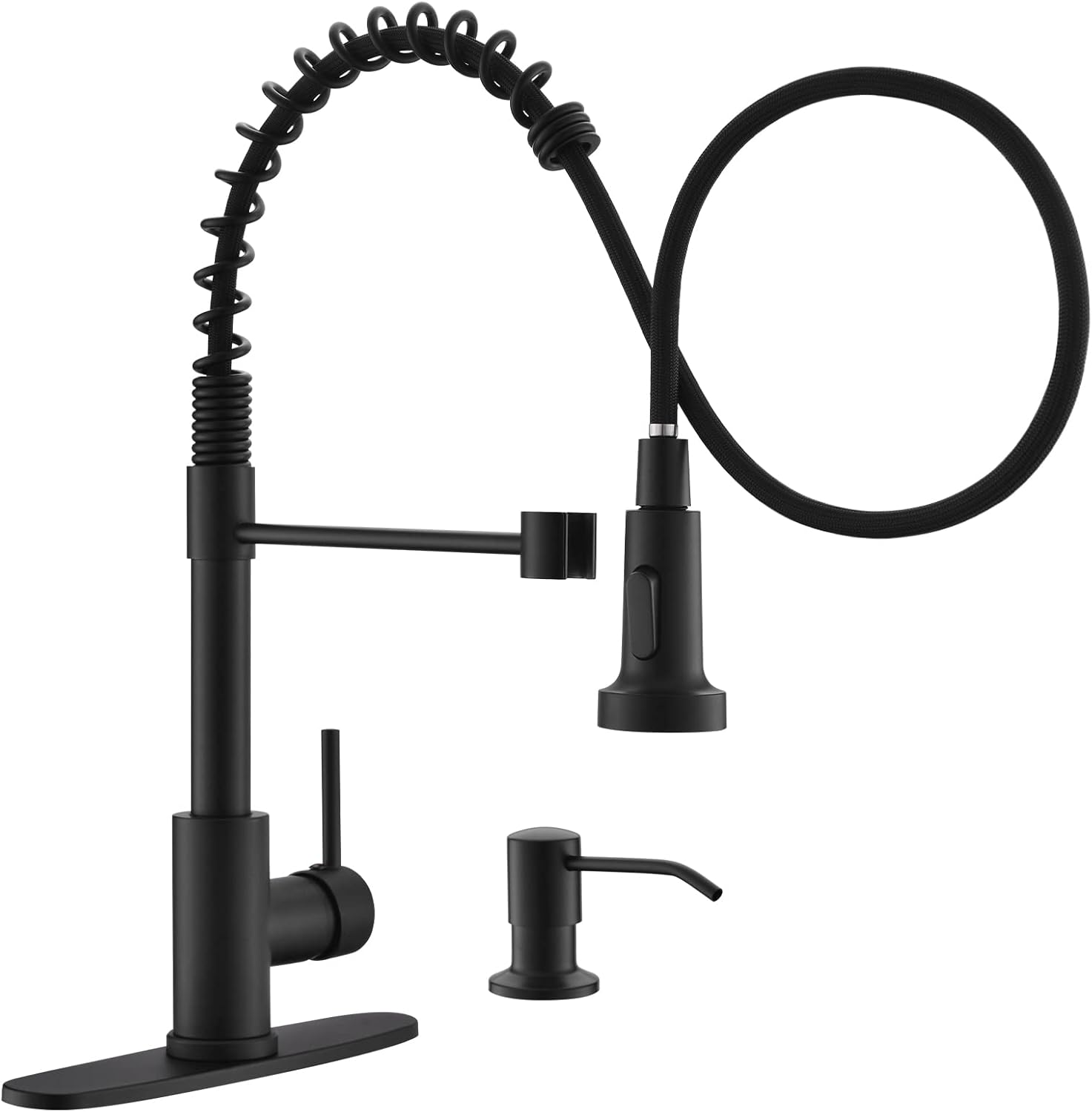 GIMILI Matte Black Kitchen Faucet with Soap Dispenser and Sprayer