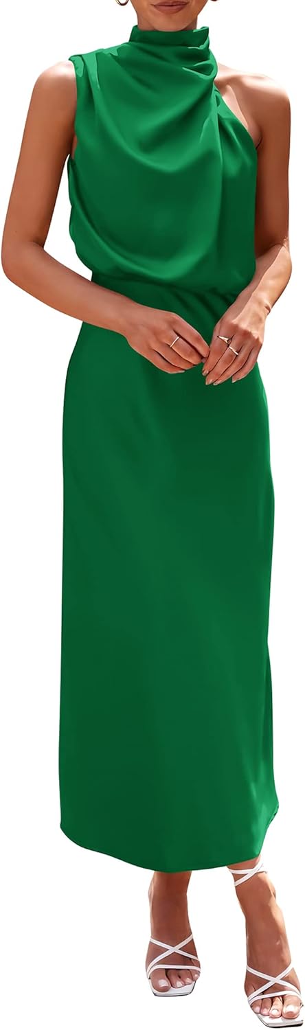 Elegant Satin Dress for Women - Sleeveless Maxi Cocktail Style