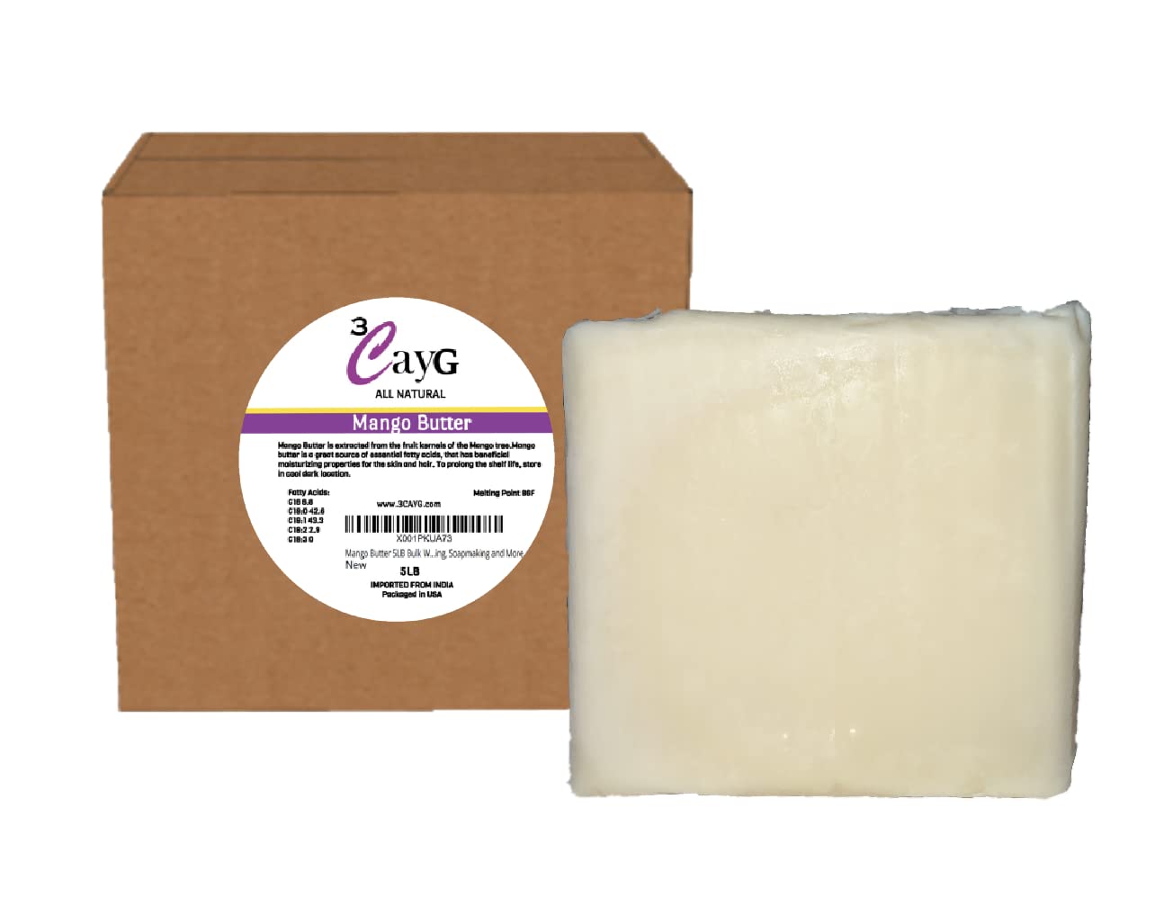 3CayG Mango Butter 5LB All Natural for Body Butter and Soap