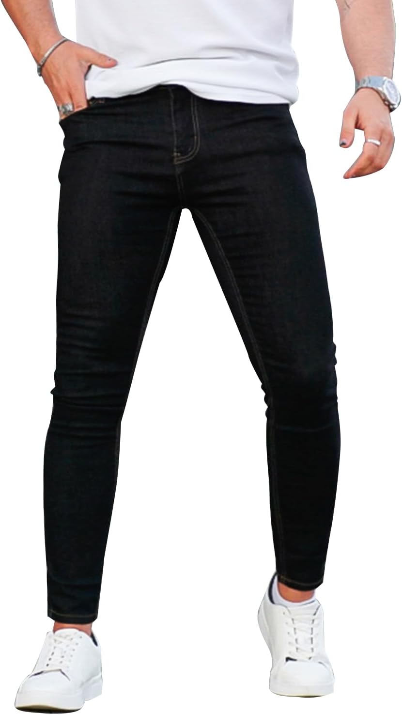 GINGTTO Men's Skinny Jeans: Stylish Ripped Tapered Fit