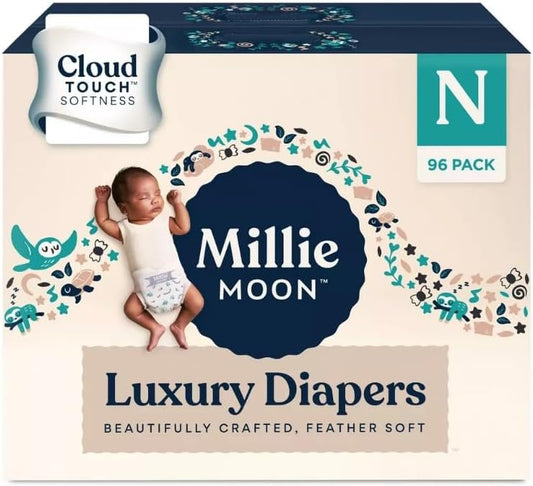 Millie Moon Luxury Newborn Diapers - Up to 9 lbs - 96 Count