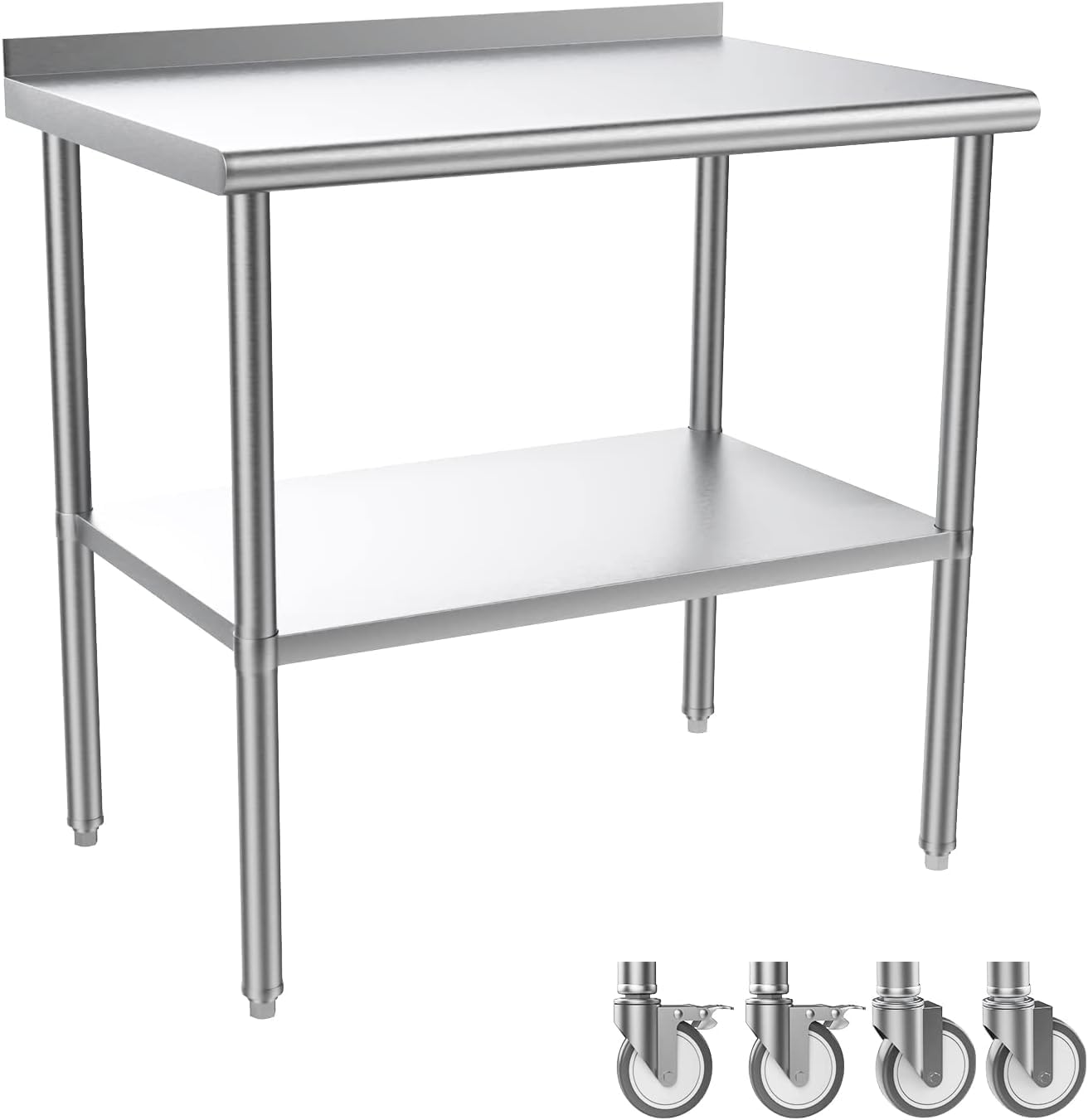 ROVSUN 36'' Stainless Steel Prep Table on Wheels