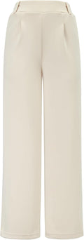 Wide Leg Womens High Waist Pull On Dress Pants - Thick Fabric