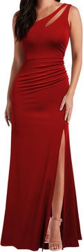 WOOSEA Women's One Shoulder Split Bodycon Mermaid Long Dress - Elegant