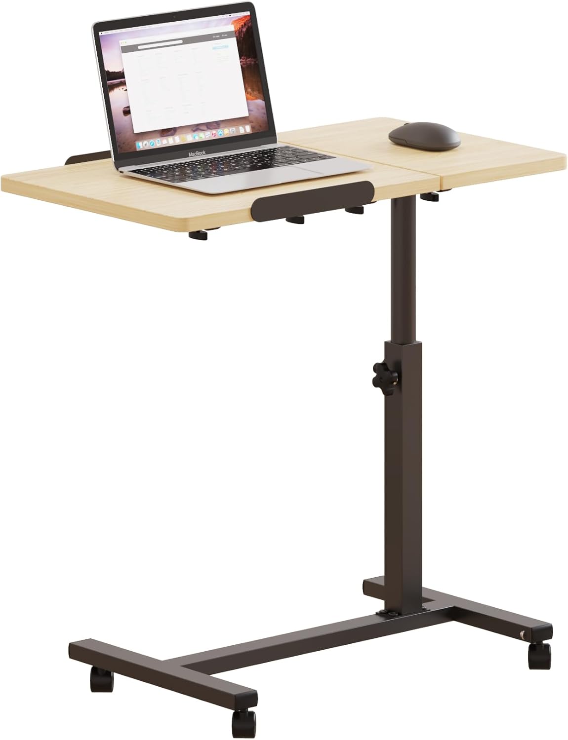 Tilting Overbed Table with Wheels for Adjustable Laptop Use
