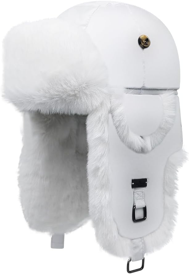 Fur Winter Trapper Hat - Unisex Faux Fur Aviator Ski Hat
