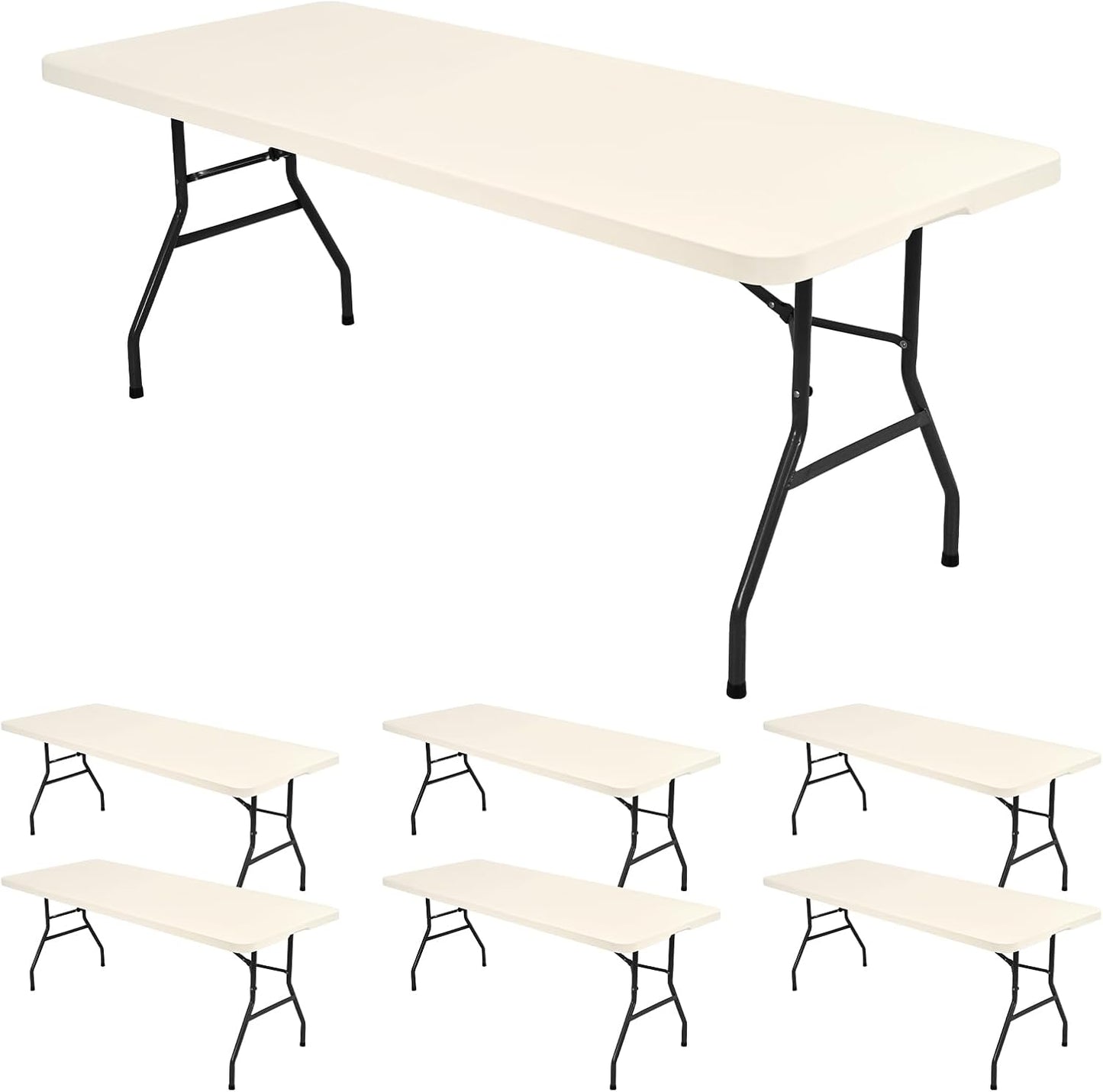 6 Pack Stretch Fabric Table Top Cap Cover for 8ft Tables