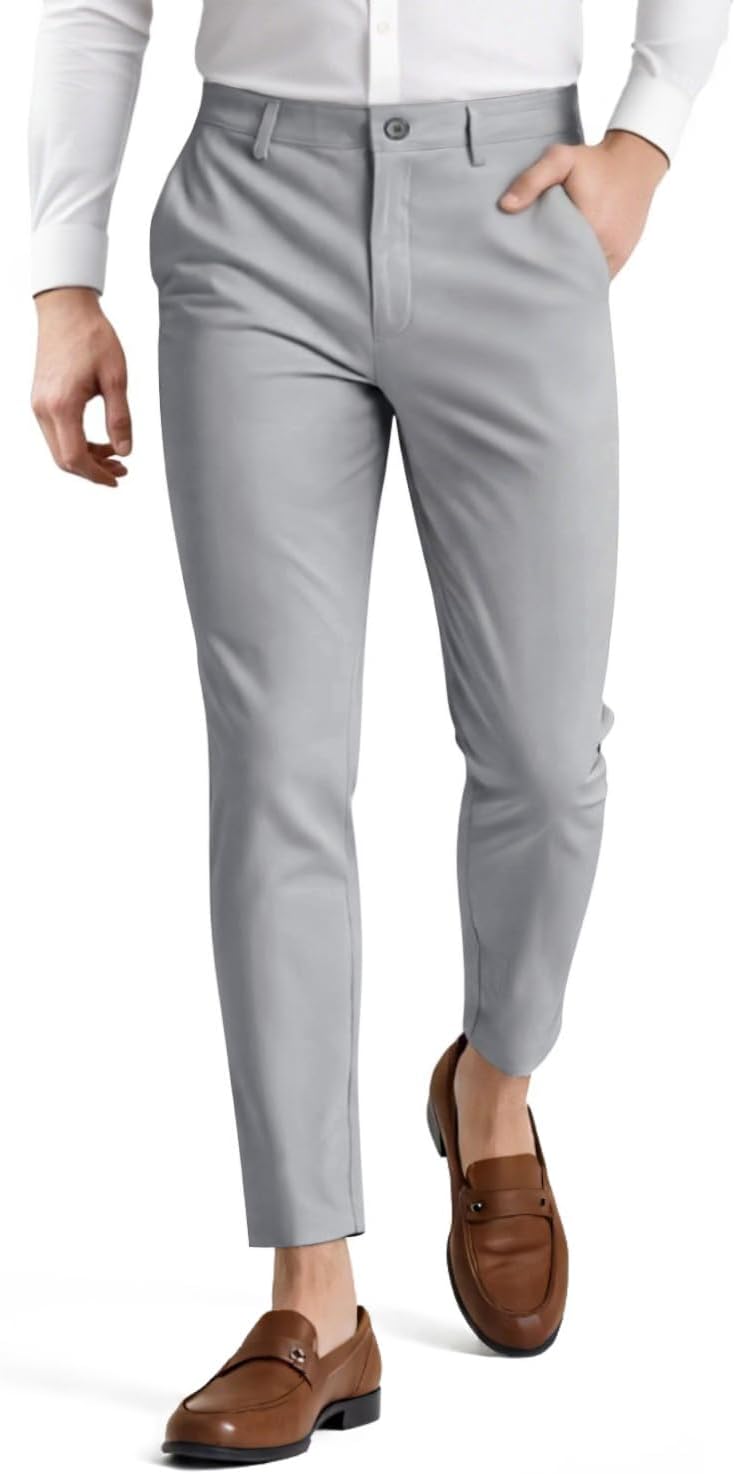 Mens Dress Pants Slim Fit Stretch Fashion Plaid Pant for Style