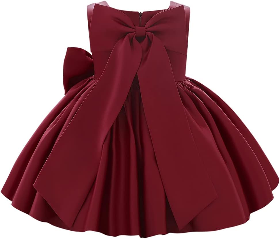 IDOPIP Flower Girl Bowknot Tutu Dress for Kids Birthday Party