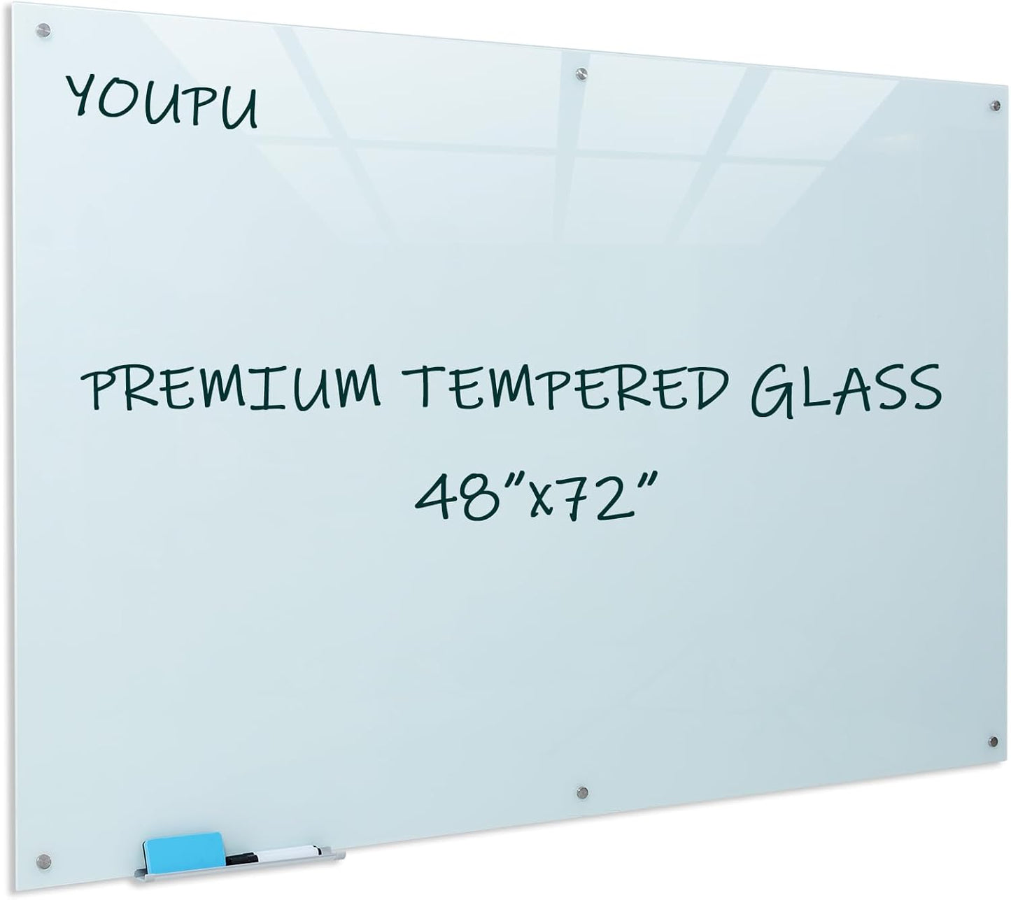 Magnetic Glass Writeboard 72in x 48in Premium Tempered Dry Erase Board