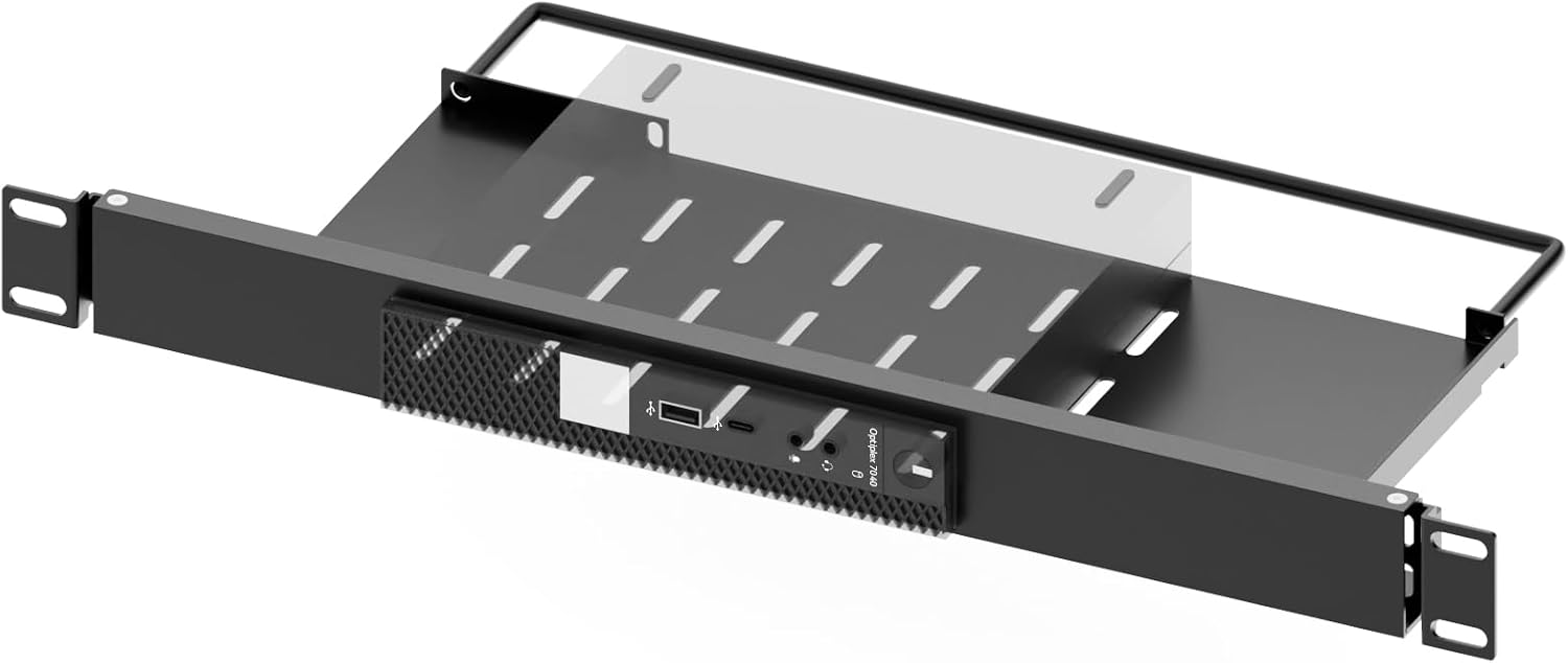 Mini Rack Mount for Dell OptiPlex Micro Case - 1U Hinged Shelf