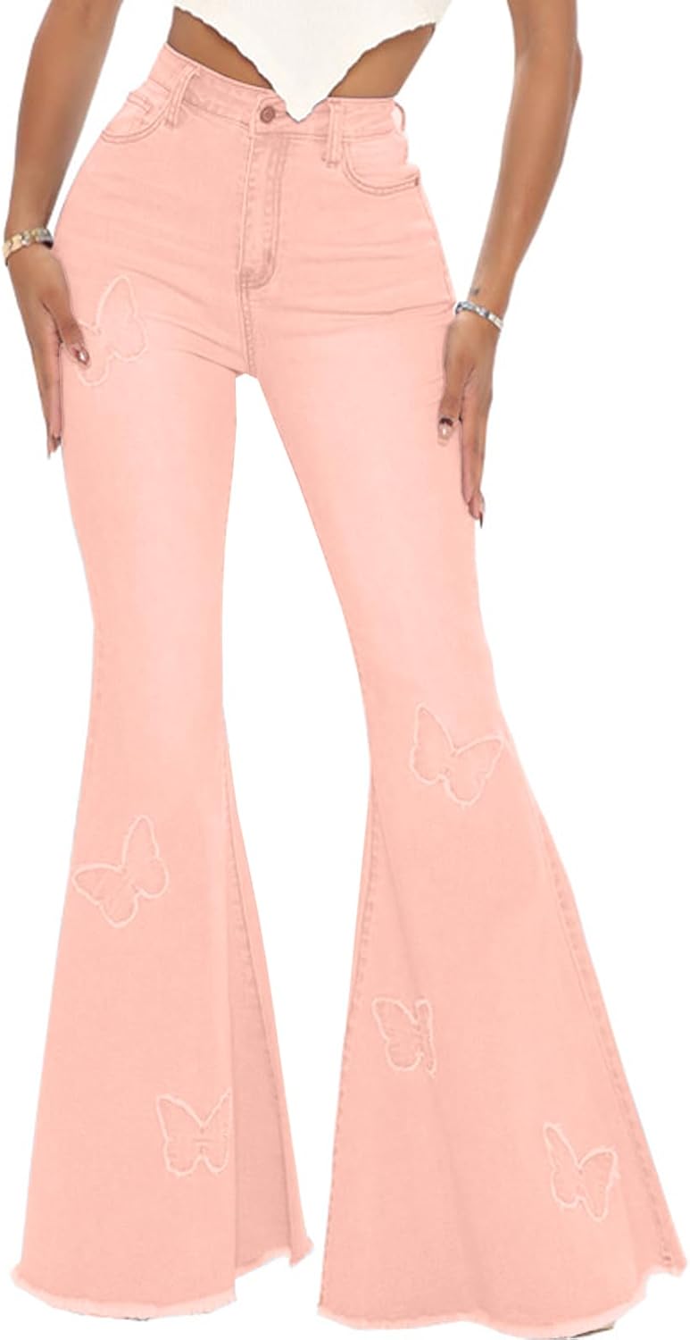Women's Butterfly Bell Bottom Jeans for a Chic and Stylish Look