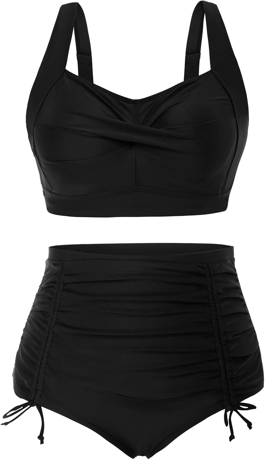 Plus Size Two Piece Swimsuit Sets with Twist Front Design