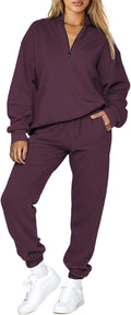 Aleumdr Women 2 Piece Oversized Half Zip Sweatsuit Set - Cozy Everyday