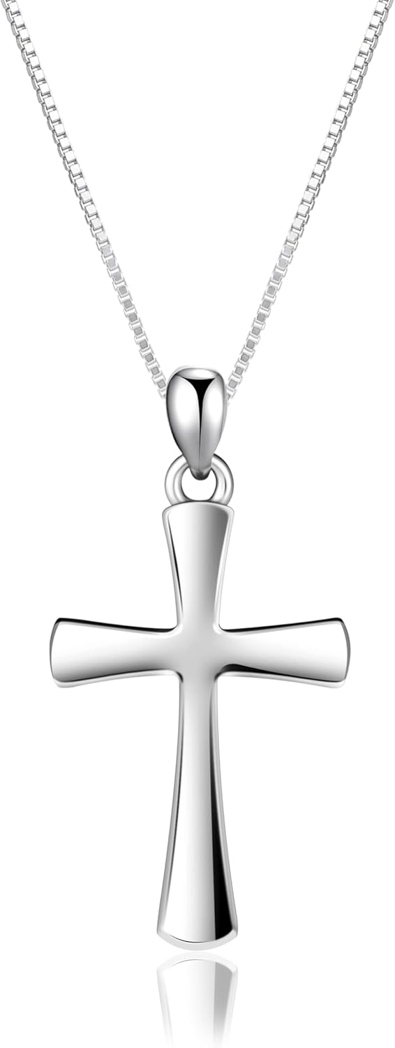 Sterling Silver Cross Necklace for Women - Handmade Religious Jewelry