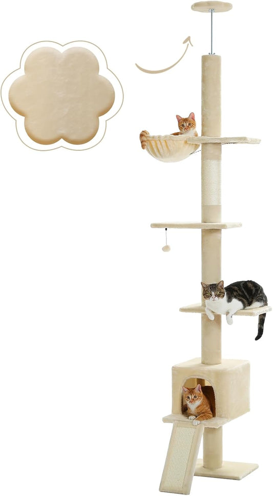 PETEPELA Floor to Ceiling Cat Tree with Adjustable Height