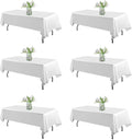 White Polyester Rectangle Tablecloth 60x126 in 6-Pack - Washable