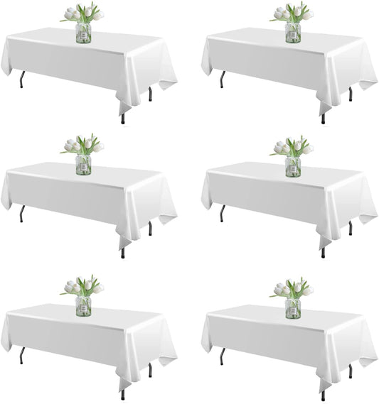 WIGENIUS 6 Pack White Table Cloths for 8 Foot Tables