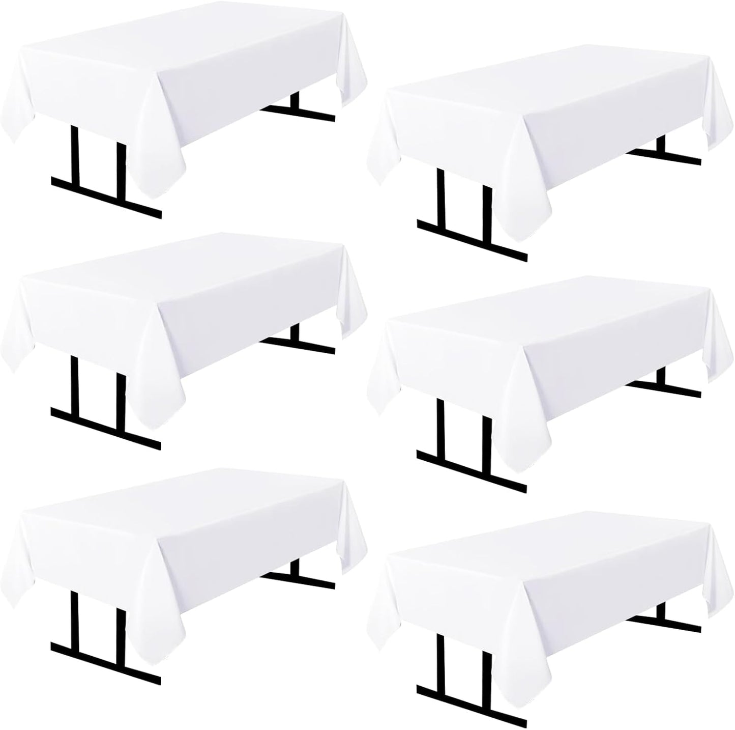 6 Pack White Square Tablecloths for Elegant Events and Dining