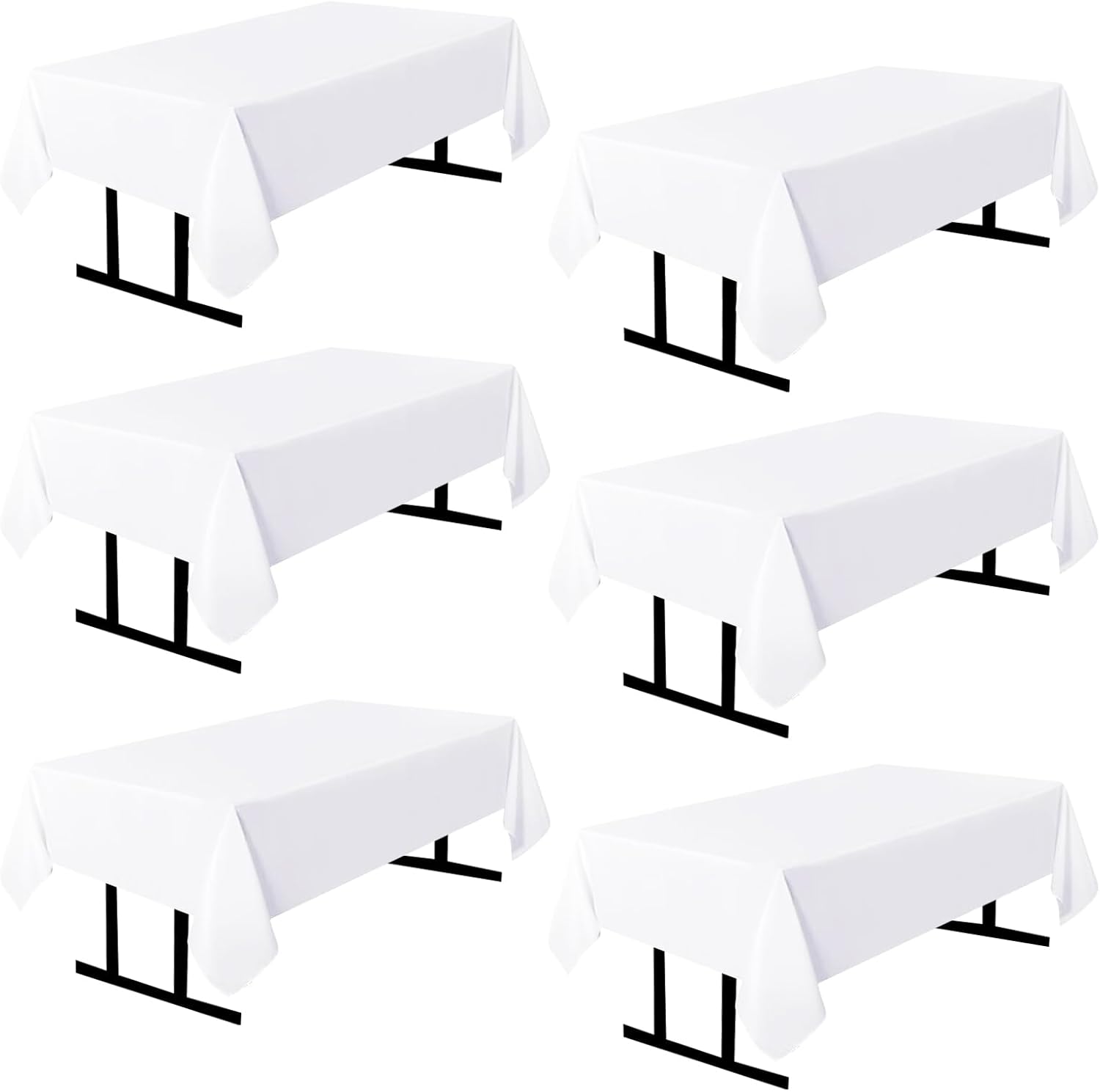 6 Pack White Square Tablecloths for Elegant Events and Dining