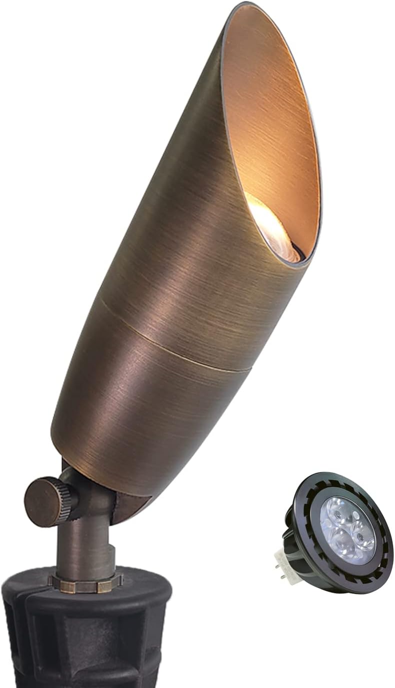 MALORY Solid Brass Landscape Spotlight for Outdoor Lighting