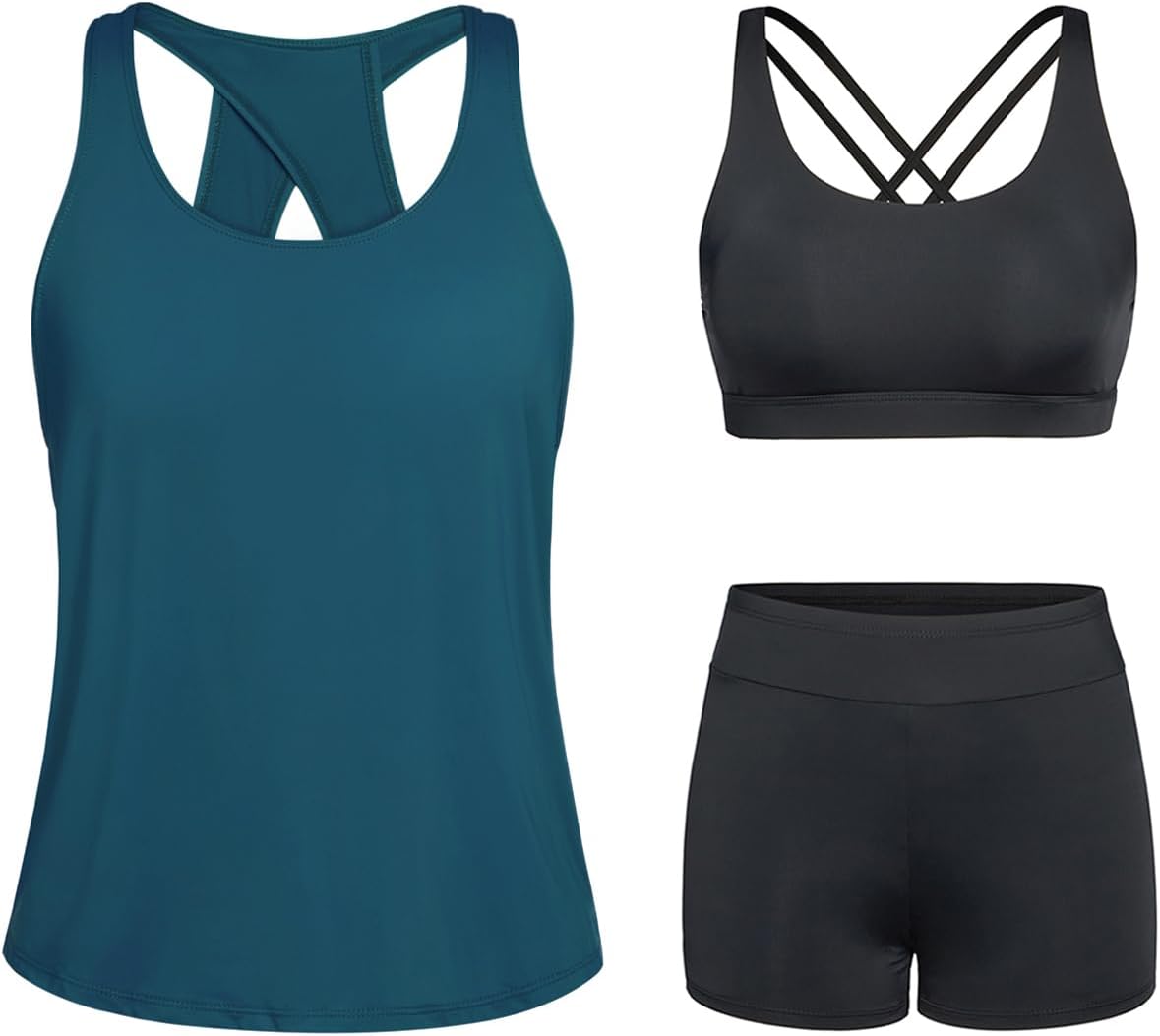 Tempt Me 3 Piece Tankini Swimsuits for Women with Boy Shorts