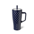 30 oz Navy Polka Dots Leakproof Tumbler with Handle - Insulated