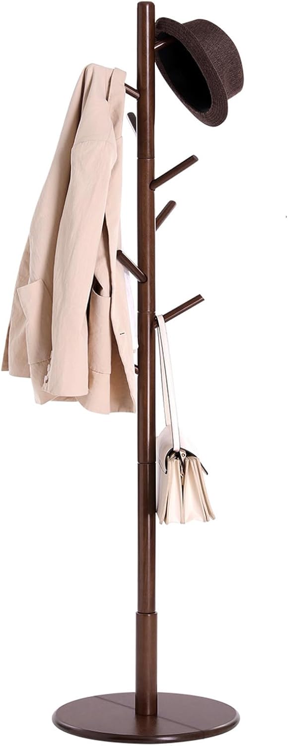 VASAGLE Solid Wood Coat Rack with 8 Hooks for Entryway Style