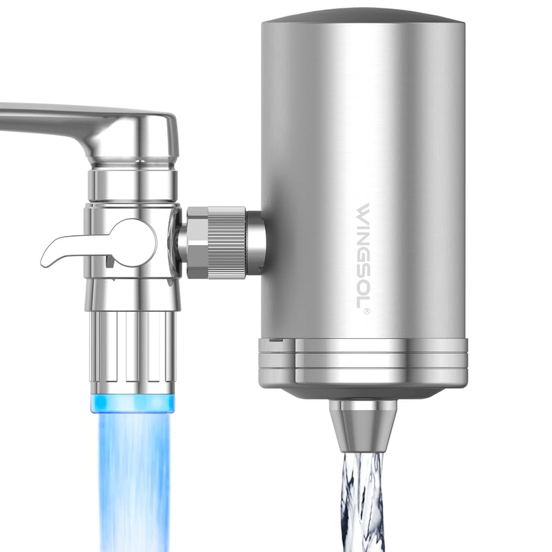 WINGSOL Stainless Steel Water Filter for Sink Faucet with LED