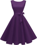 Boatneck Sleeveless 1950s Swing Cocktail Dress (Style F2VR)