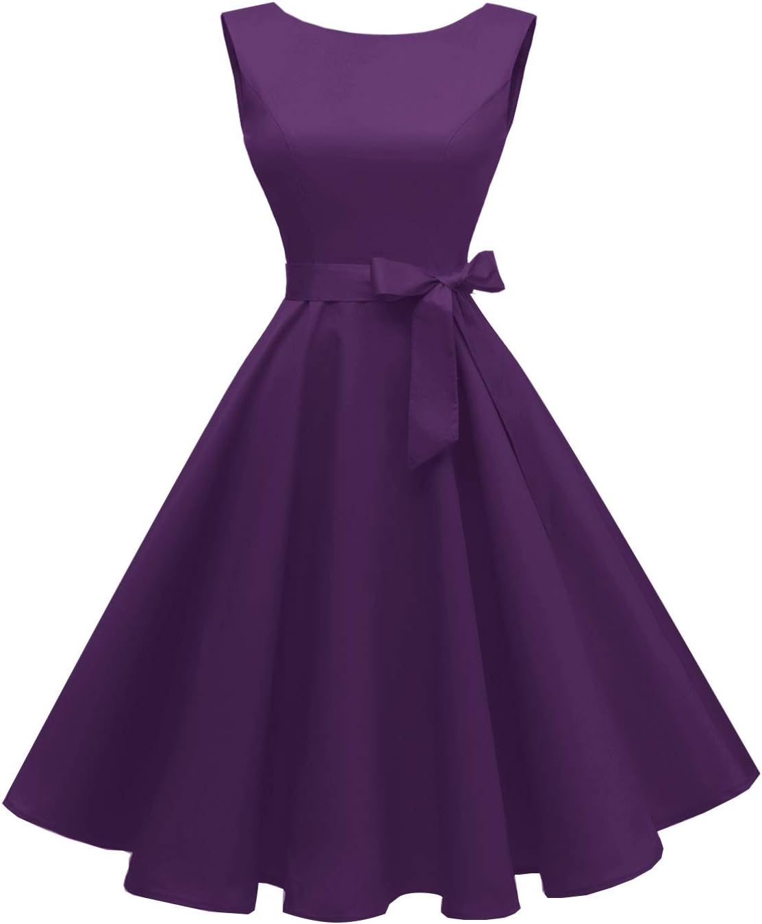 Hanpceirs Women's Boatneck Sleeveless Swing Vintage Dress