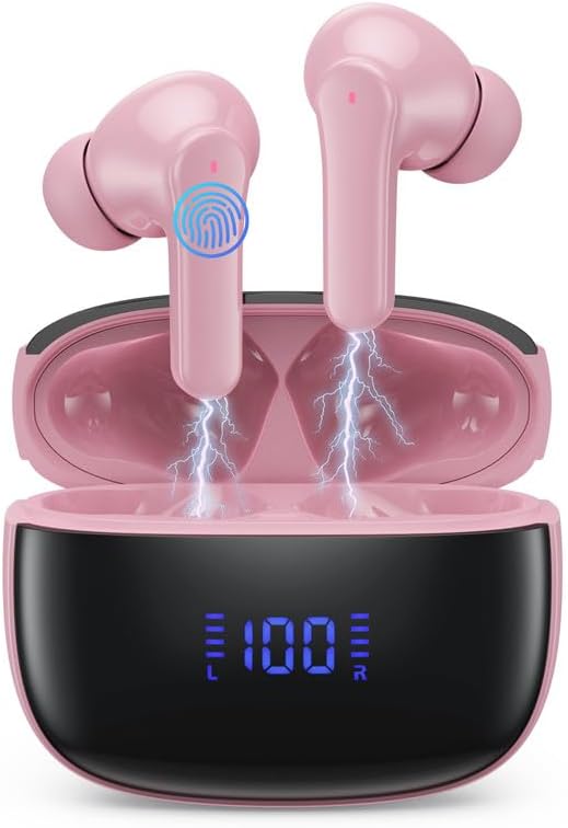 64Hrs Playback Wireless Earbuds - Hi-Fi Stereo, Dual Mic