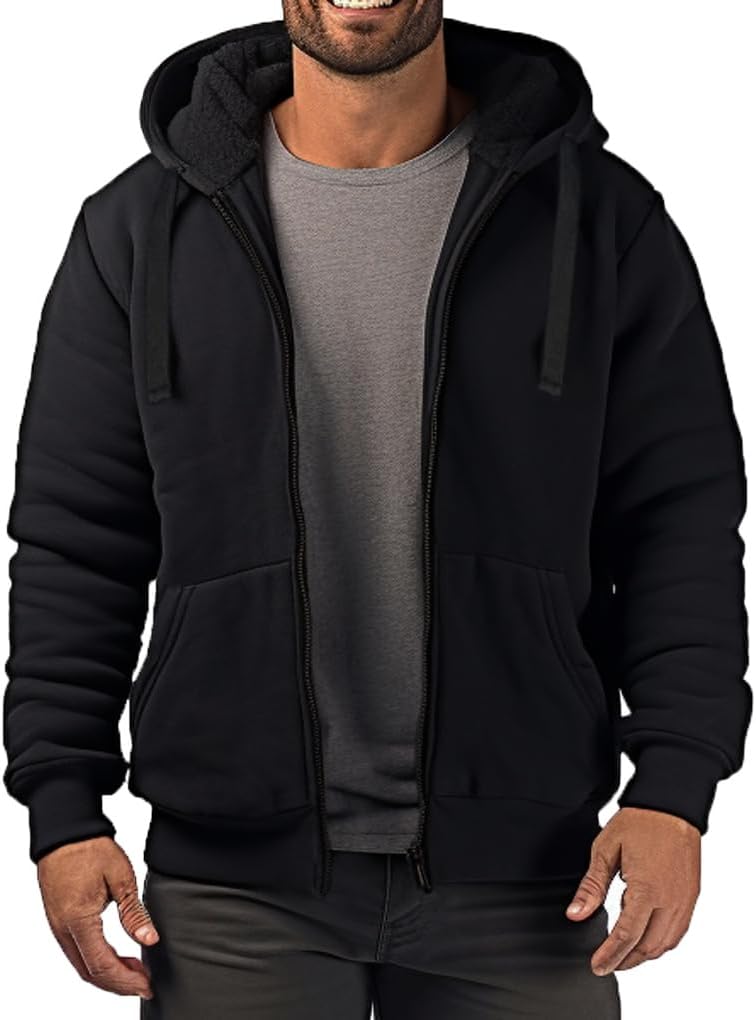 Winter Hoodies for Men Sherpa Fleece Lined Thermal Fashion Coats