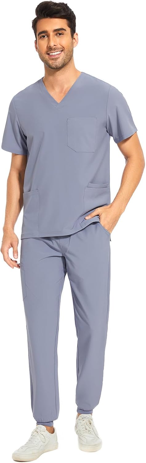 COZYFIT Men Scrubs Set with 8 Pockets for Ultimate Comfort