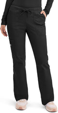 Cherokee Scrub Pants Women Mid Rise Flare Leg Drawstring Cargo Medical