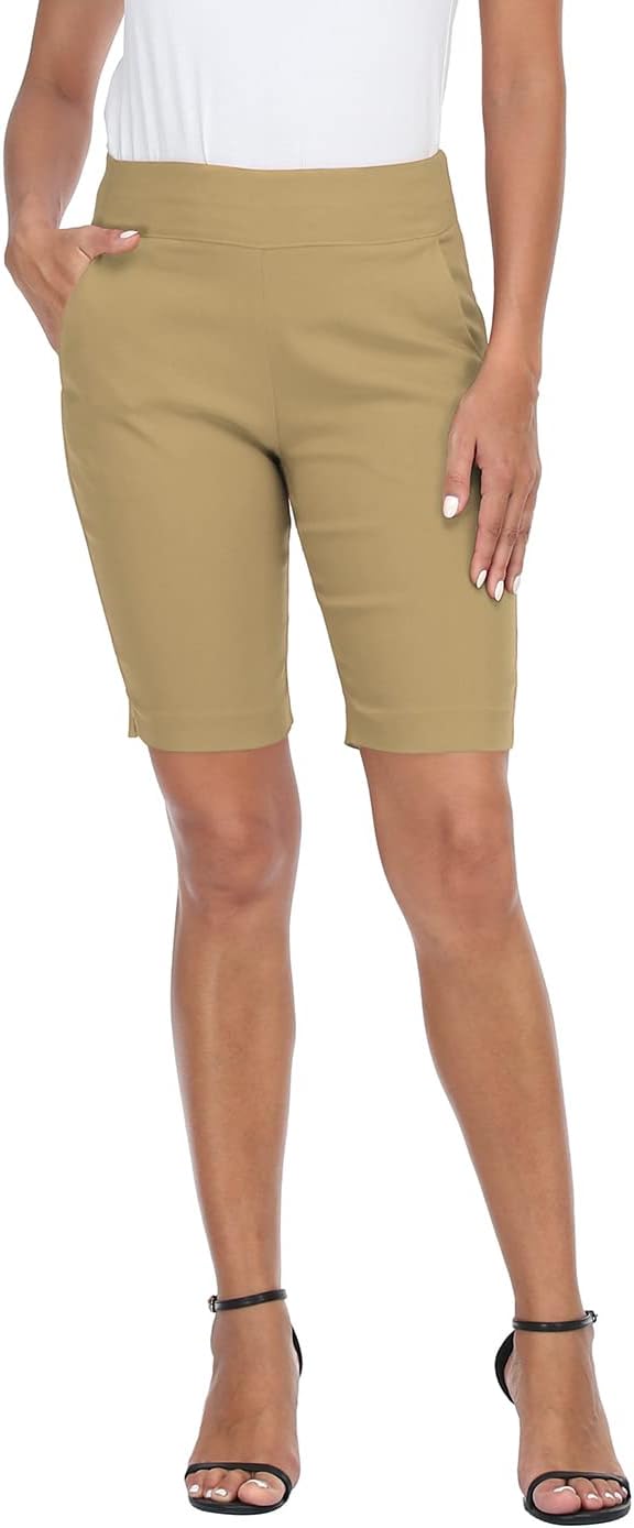 HDE Women's Pull On Bermuda Shorts with Pockets for Summer